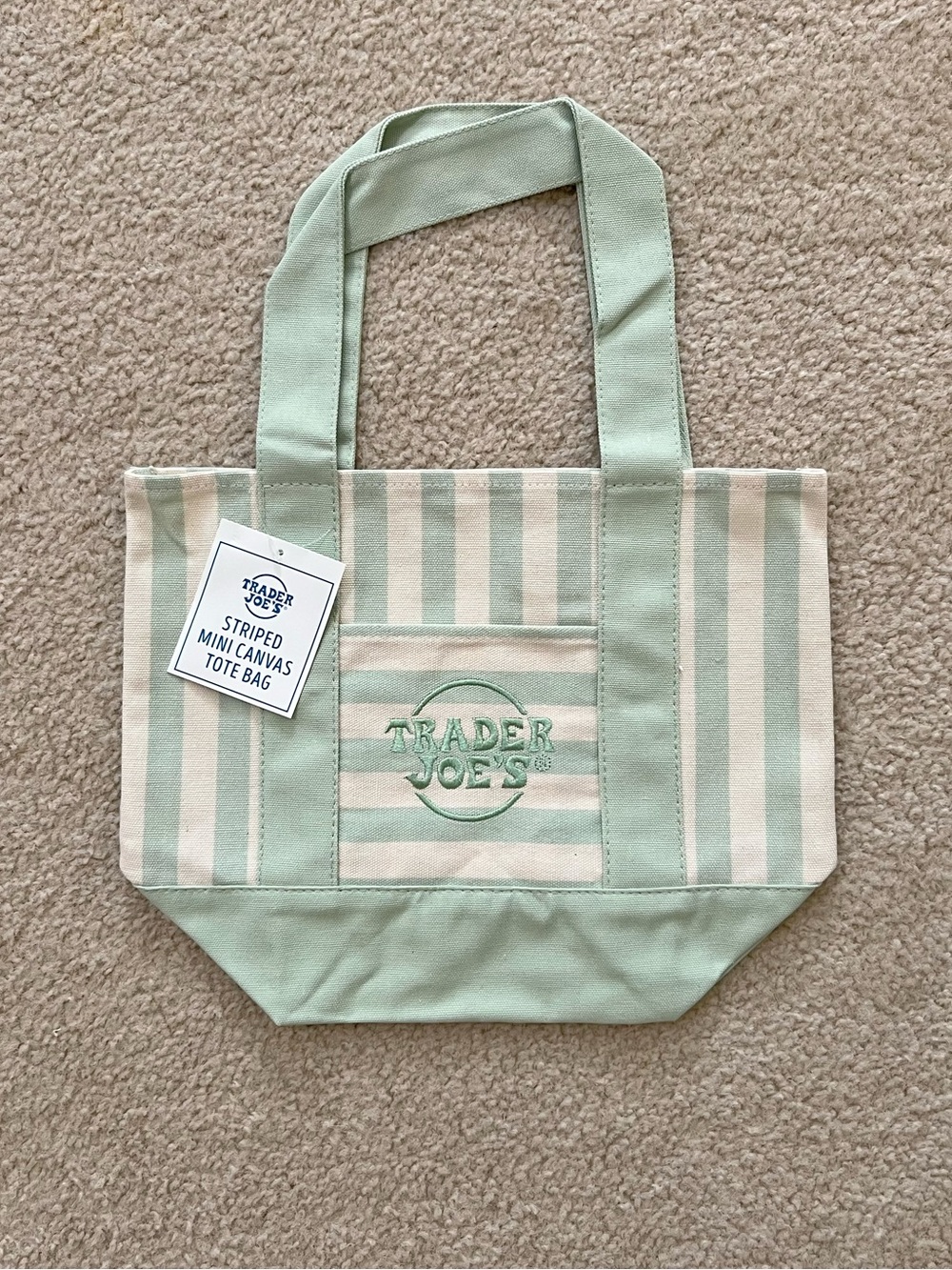 Trader Joe’s mini green striped tote